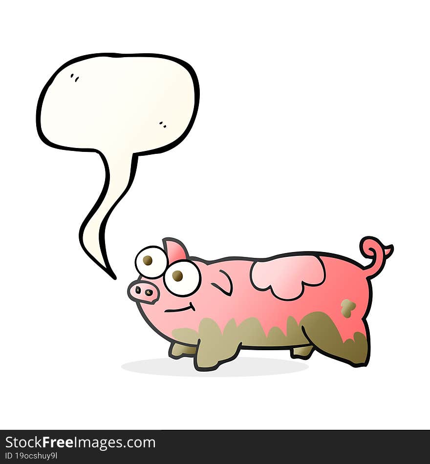 freehand drawn speech bubble cartoon pig