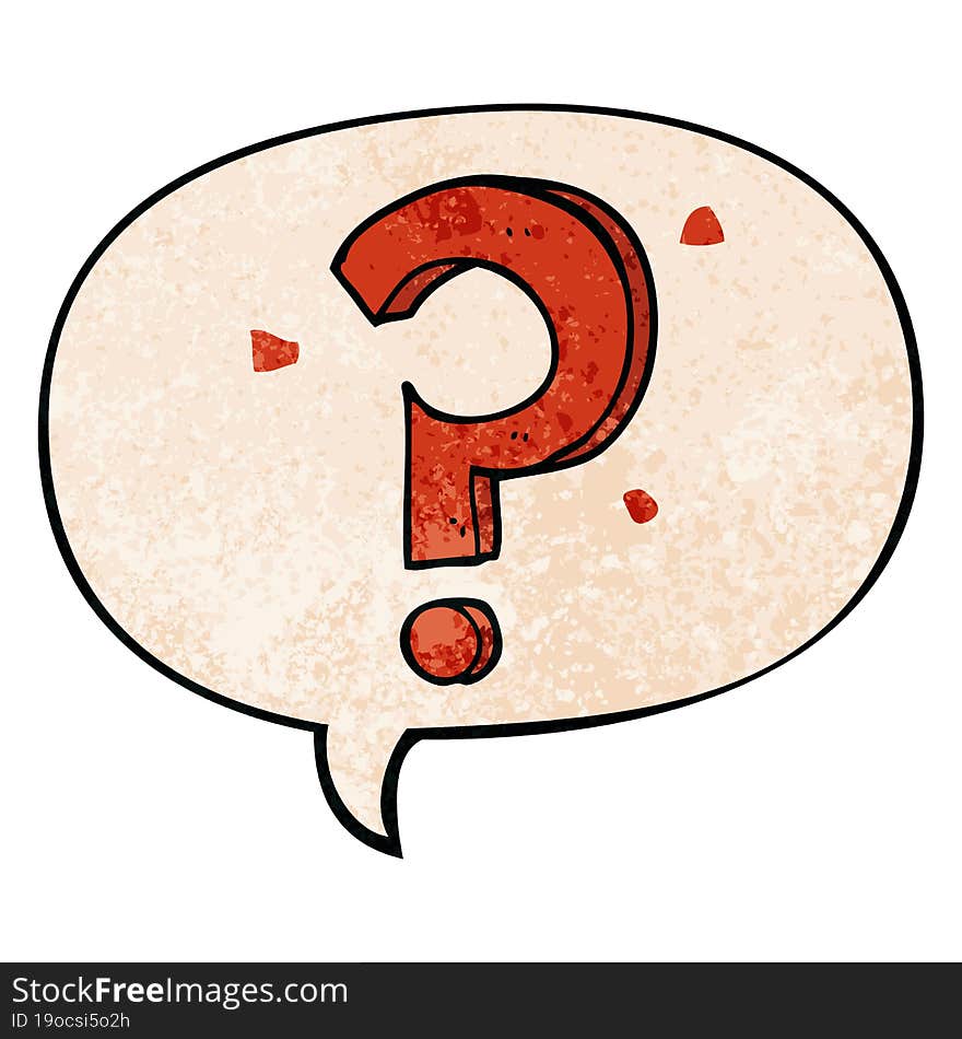 Cartoon Question Mark And Speech Bubble In Retro Texture Style