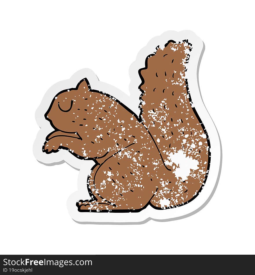 retro distressed sticker of a cartoon squirrel