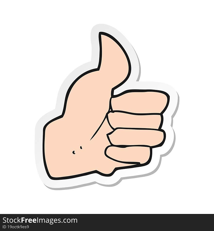 Sticker Of A Cartoon Thumbs Up Symbol