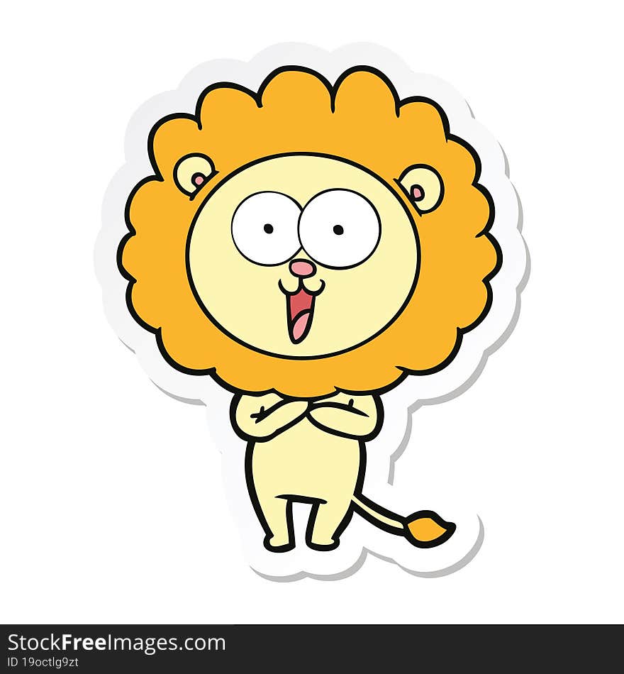 sticker of a happy cartoon lion