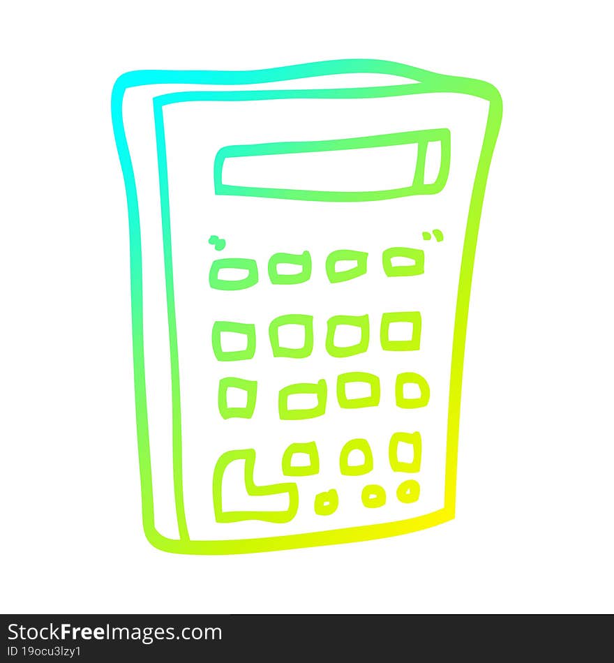 cold gradient line drawing of a cartoon calculator