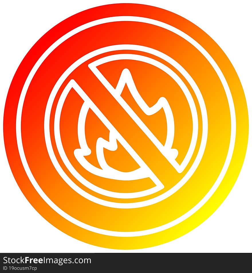 no flames circular icon with warm gradient finish. no flames circular icon with warm gradient finish