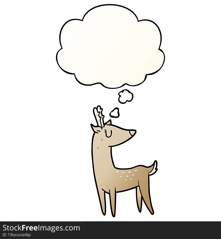 cartoon deer and thought bubble in smooth gradient style