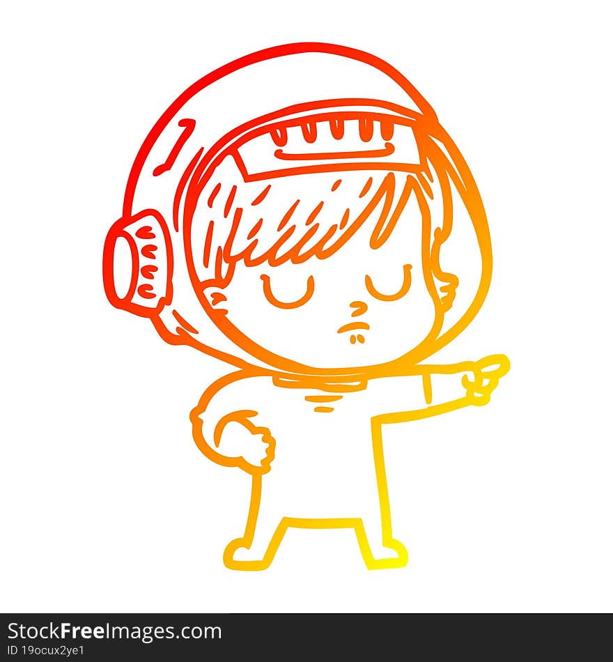 warm gradient line drawing of a cartoon astronaut woman