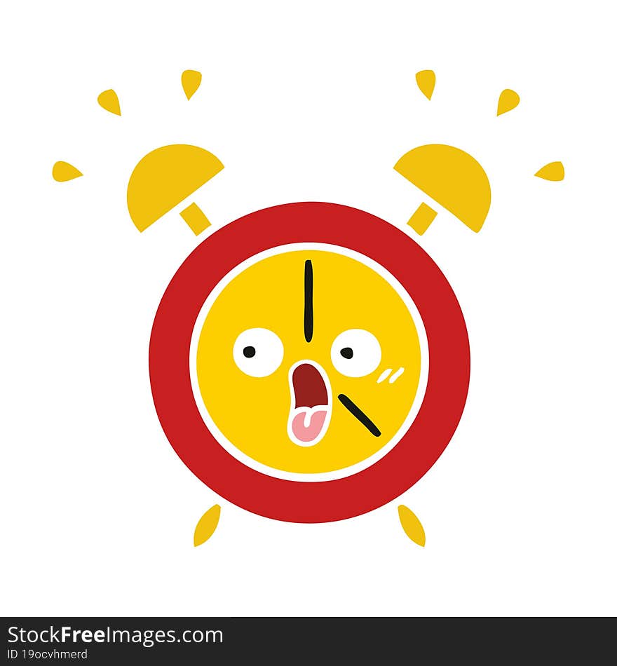 flat color retro cartoon of a alarm clock