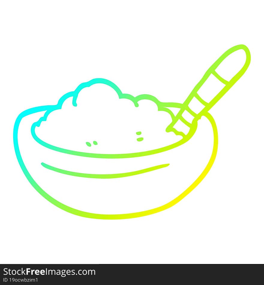 cold gradient line drawing cartoon bowl of mashed potato