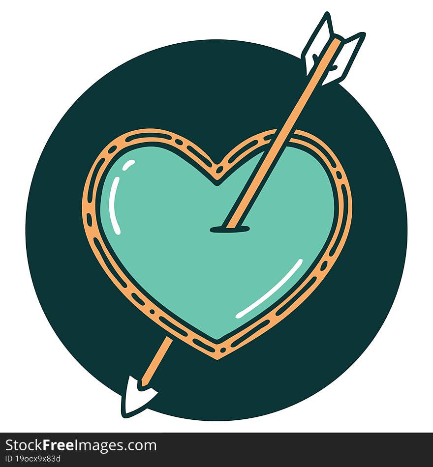 tattoo style icon of an arrow and heart