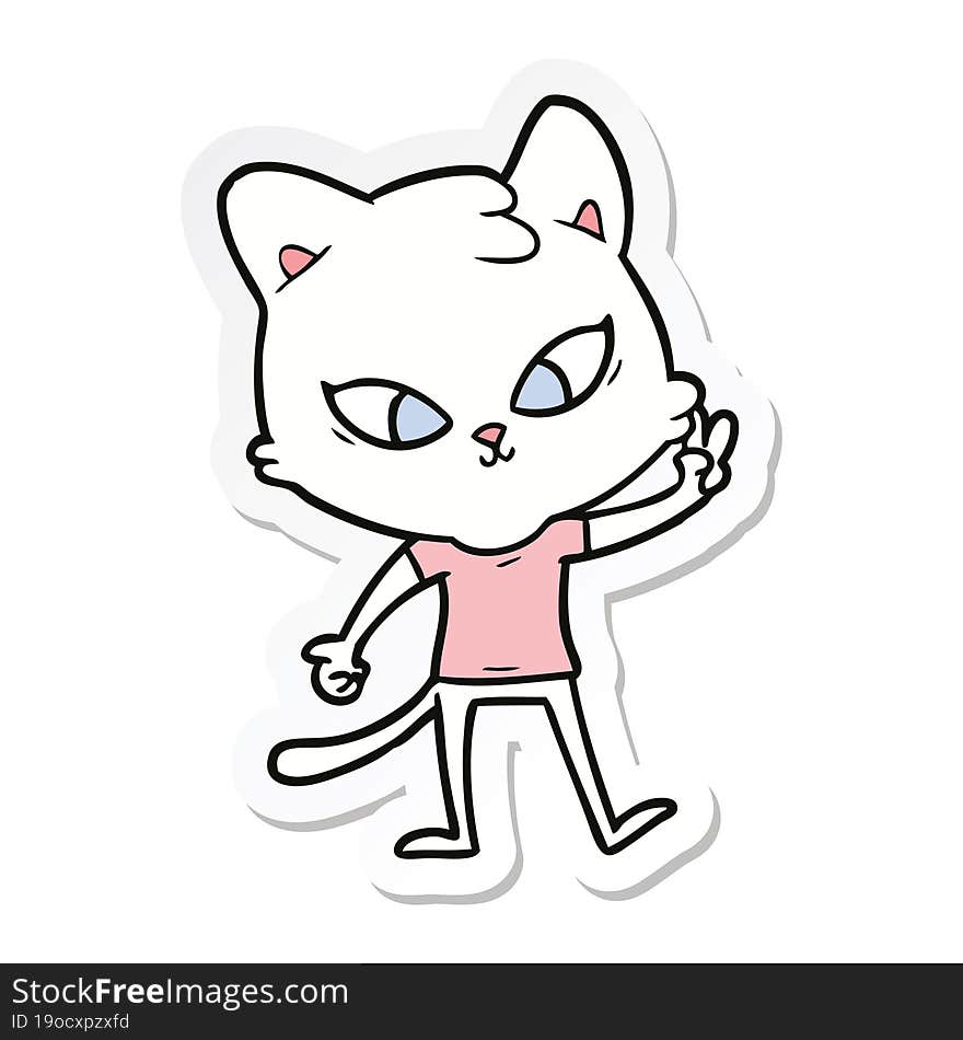 Sticker Of A Cute Cartoon Cat