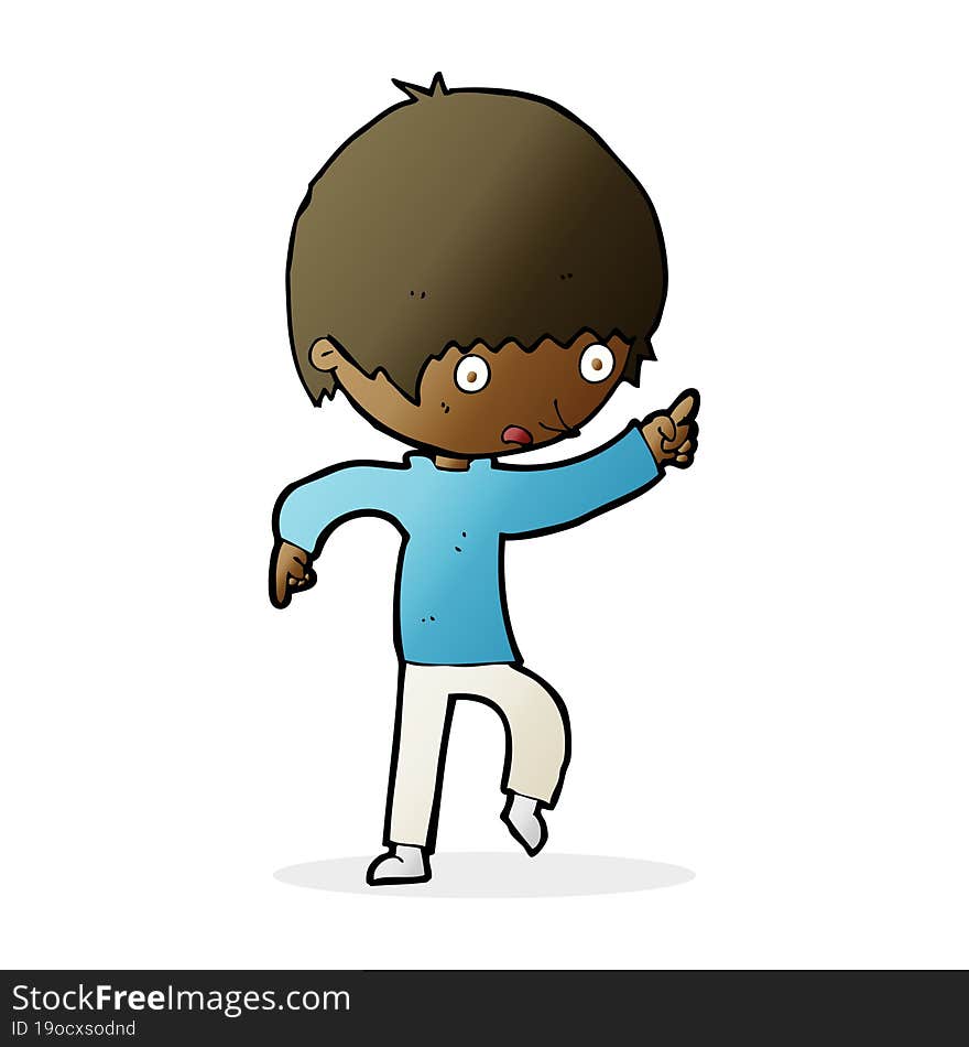 cartoon worried boy pointing