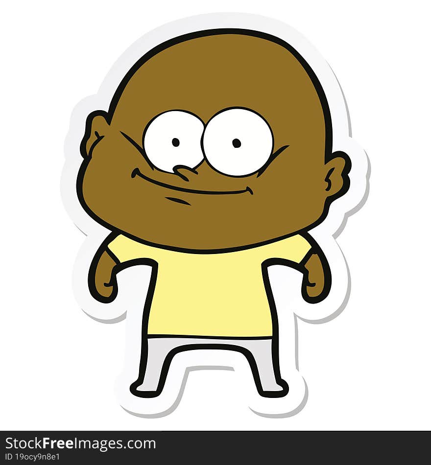 Sticker Of A Cartoon Bald Man Staring