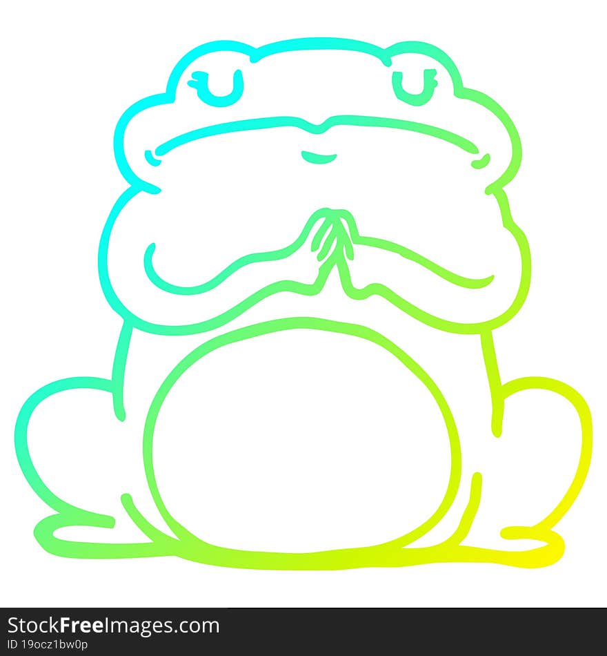 cold gradient line drawing of a cartoon arrogant frog