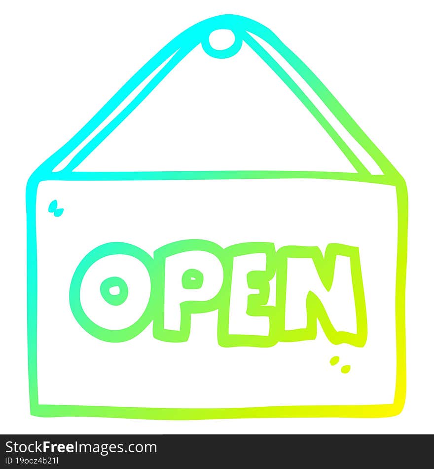 cold gradient line drawing cartoon open sign