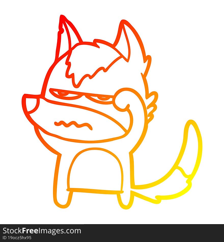 warm gradient line drawing cartoon annoyed wolf