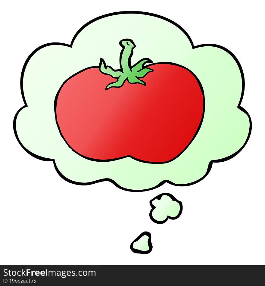 Cartoon Tomato And Thought Bubble In Smooth Gradient Style