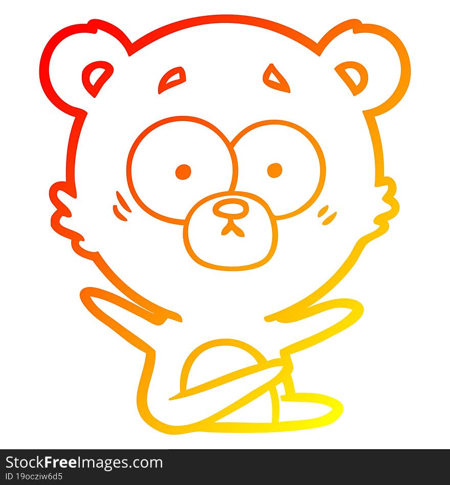 warm gradient line drawing surprised bear cartoon