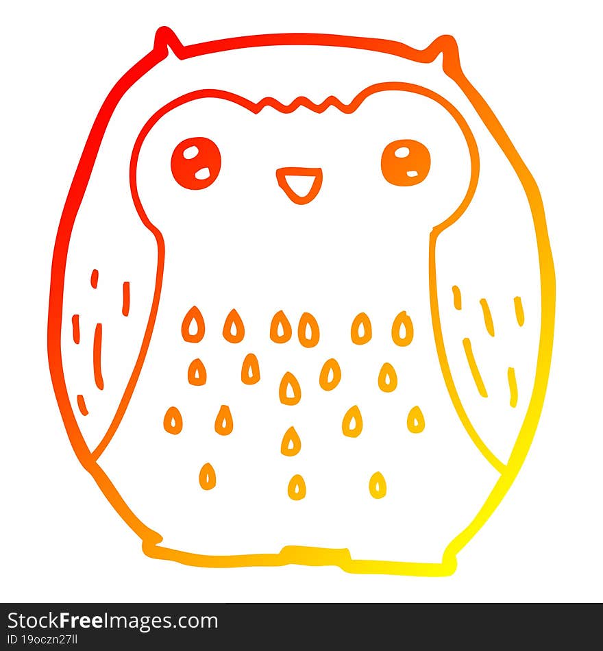 warm gradient line drawing cute cartoon owl