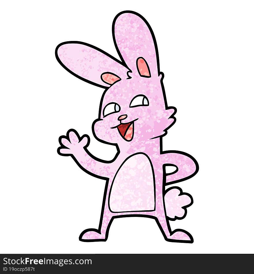 cartoon rabbit waving. cartoon rabbit waving