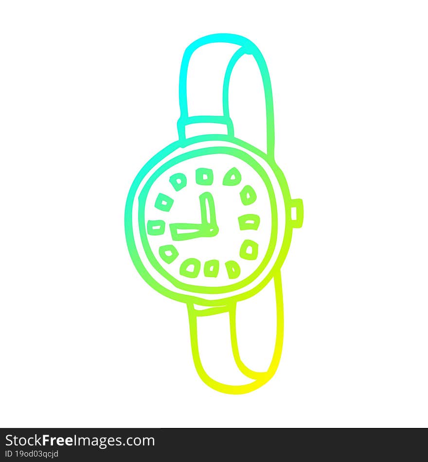 cold gradient line drawing cartoon wrist watch