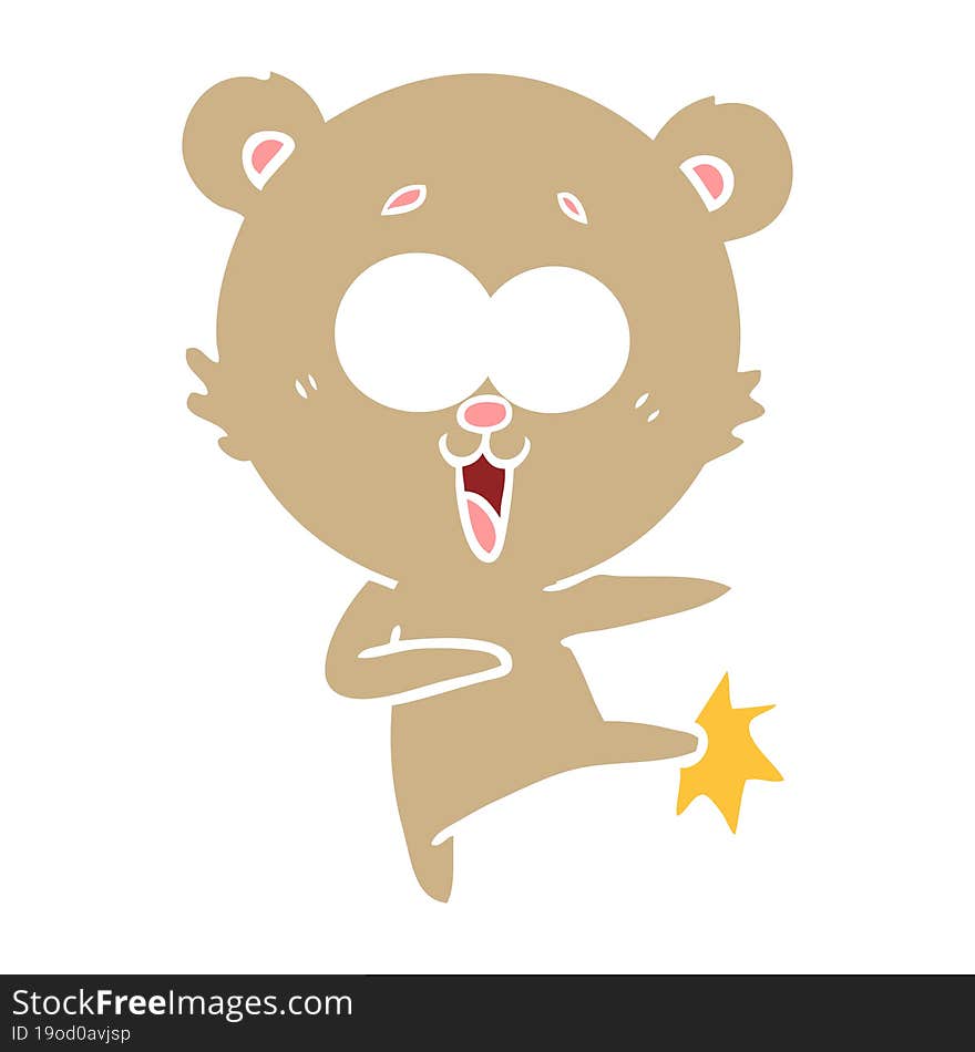 Laughing Teddy  Bear Flat Color Style Cartoon