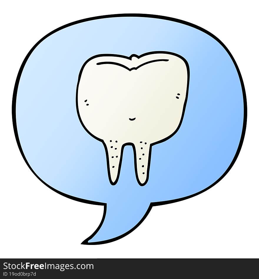 cartoon tooth and speech bubble in smooth gradient style