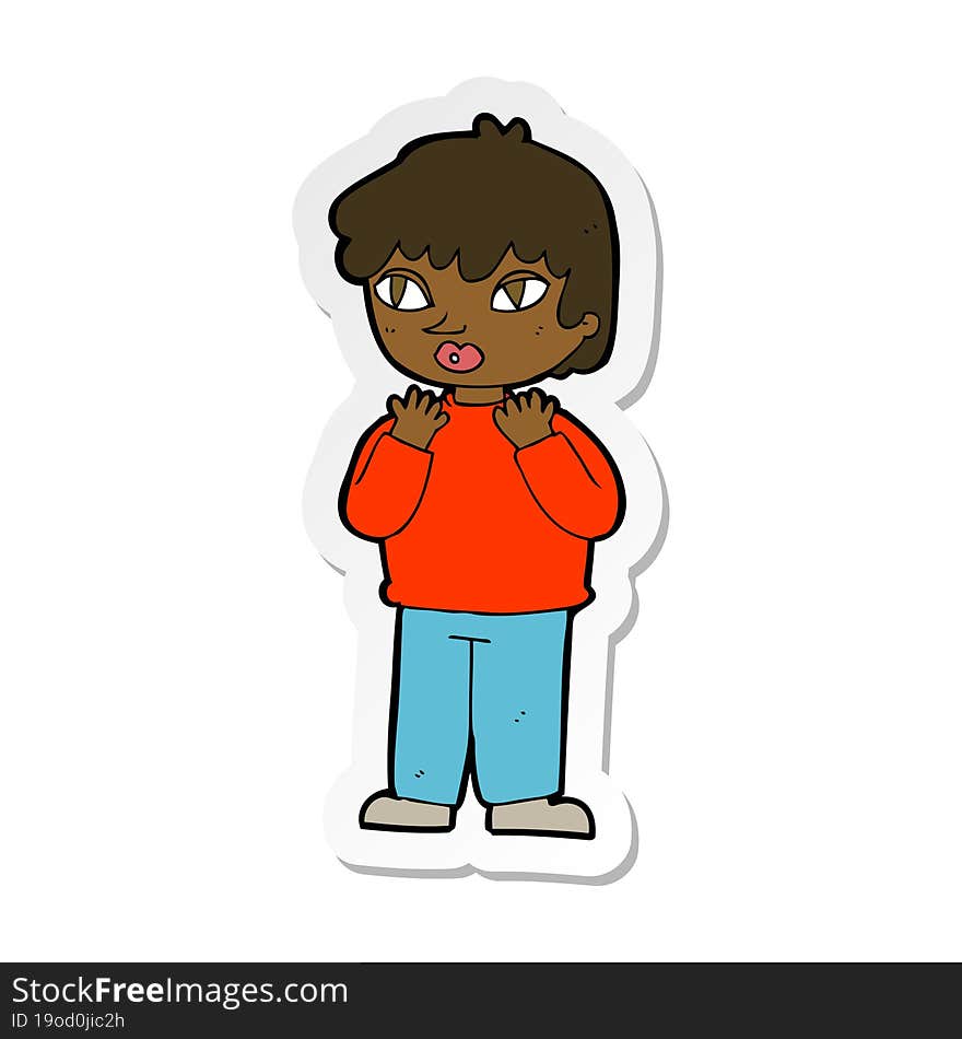 sticker of a cartoon worried person