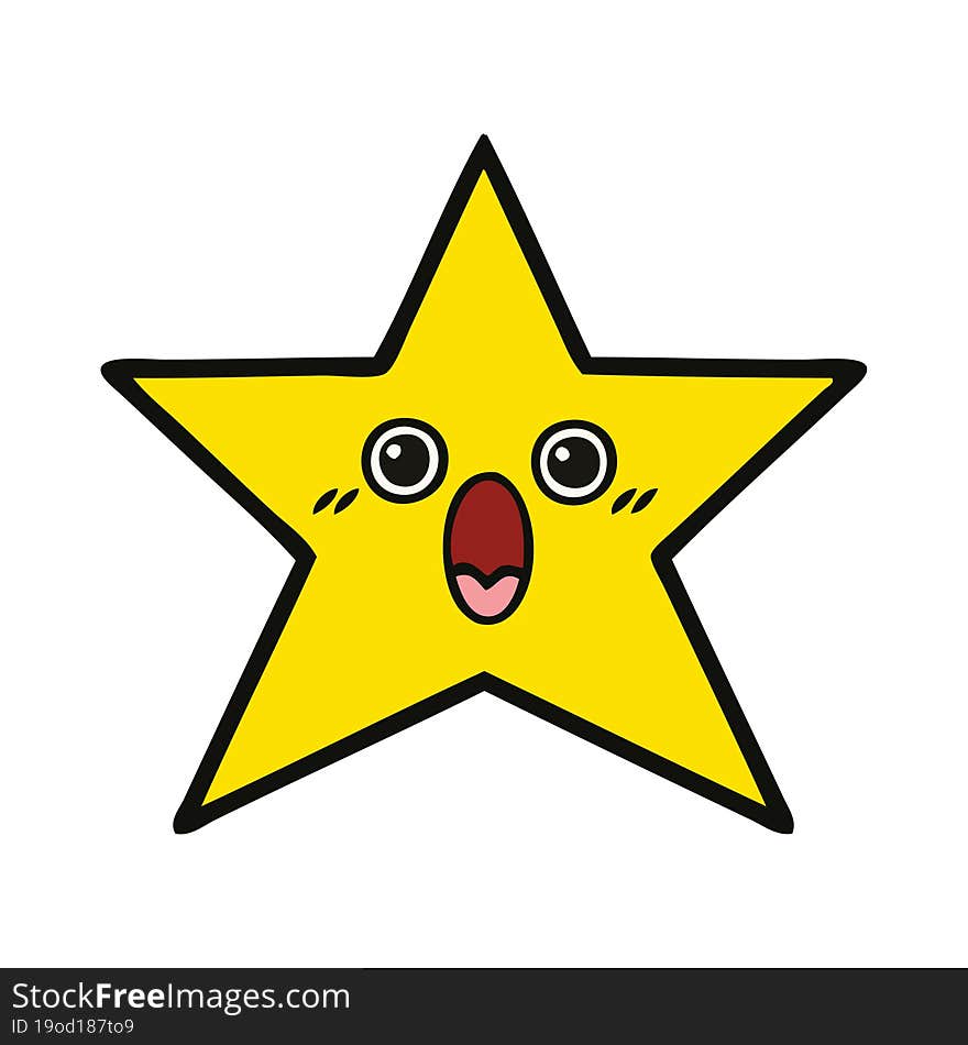 cute cartoon of a gold star. cute cartoon of a gold star