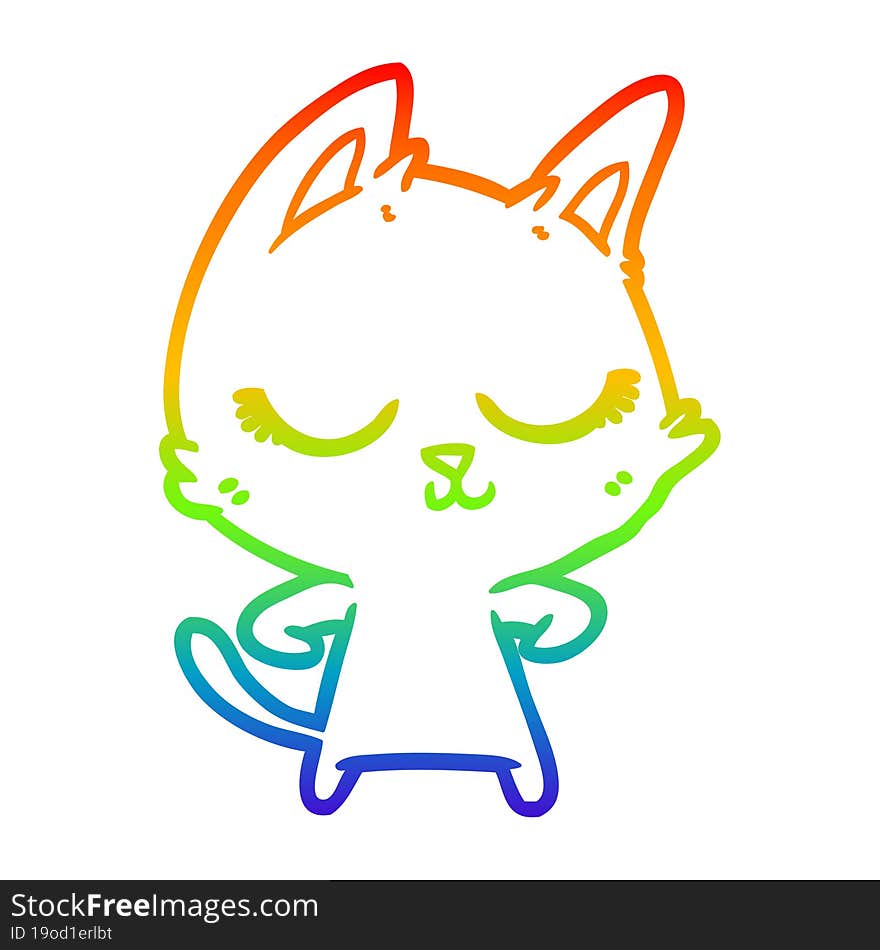 rainbow gradient line drawing calm cartoon cat