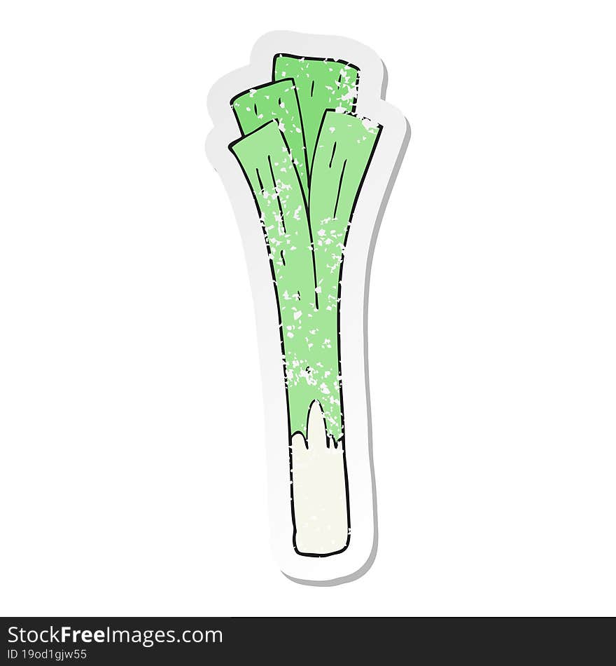 distressed sticker of a cartoon leeks