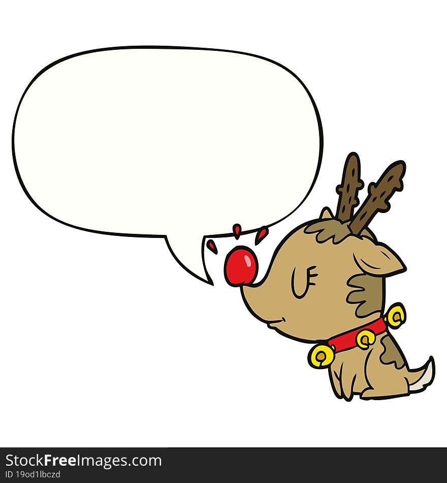 cartoon christmas reindeer and speech bubble