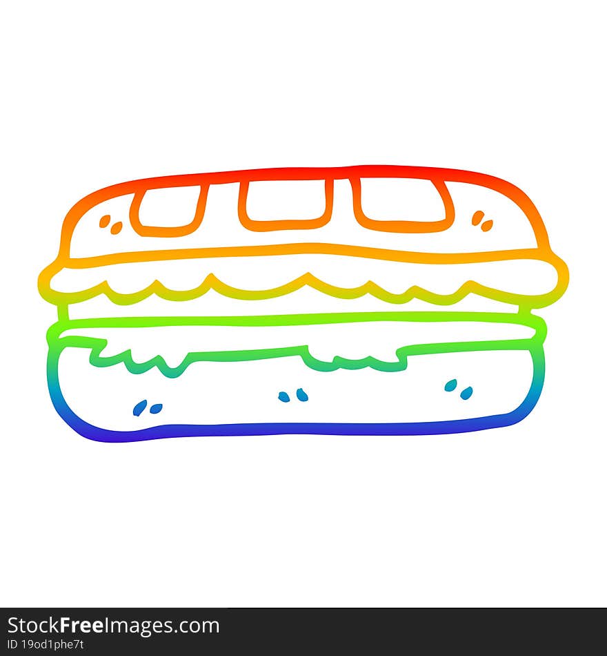 rainbow gradient line drawing cartoon tasty sandwich