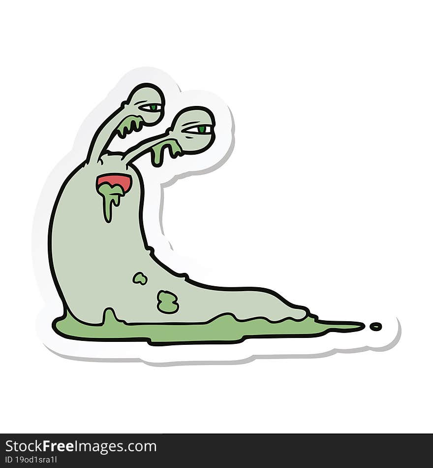 sticker of a gross cartoon slug