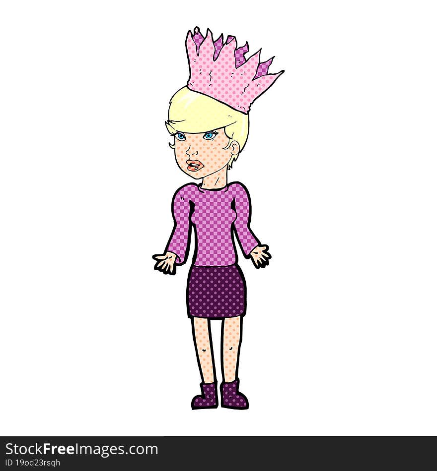 cartoon woman wearing paper crown