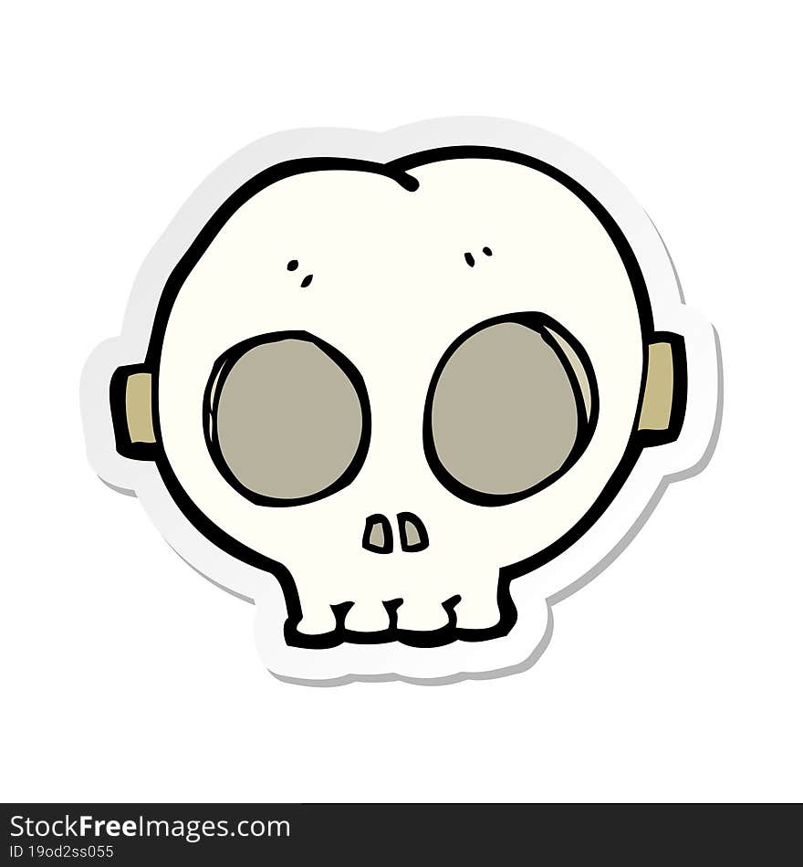 Sticker Of A Cartoon Halloween Skull Mask