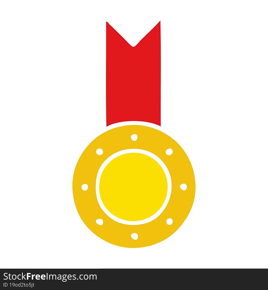 Flat Color Retro Cartoon Gold Medal