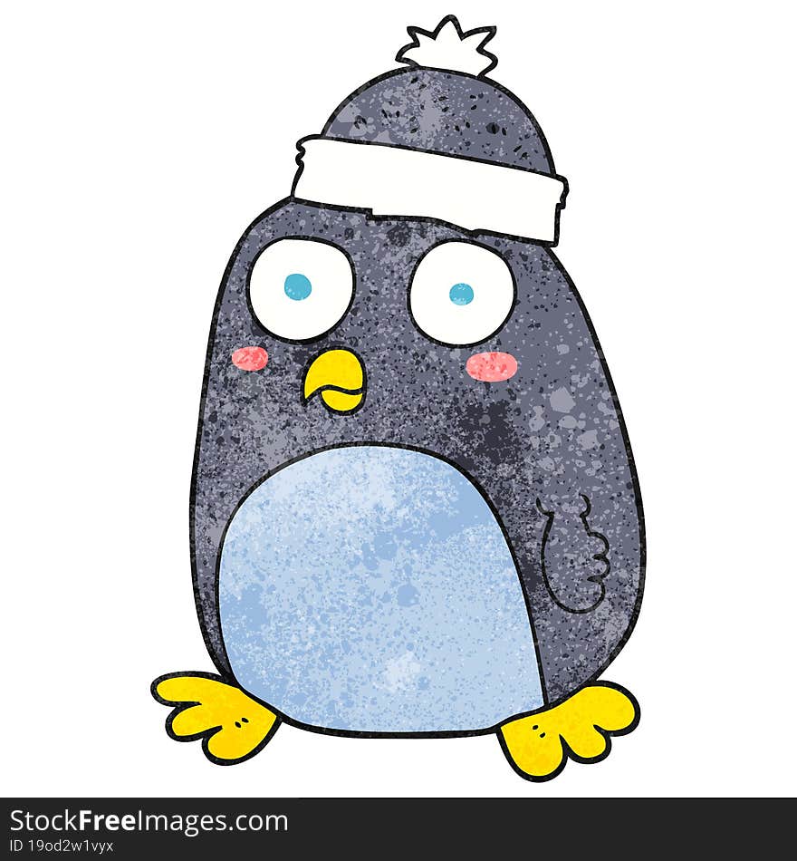 freehand textured cartoon penguin