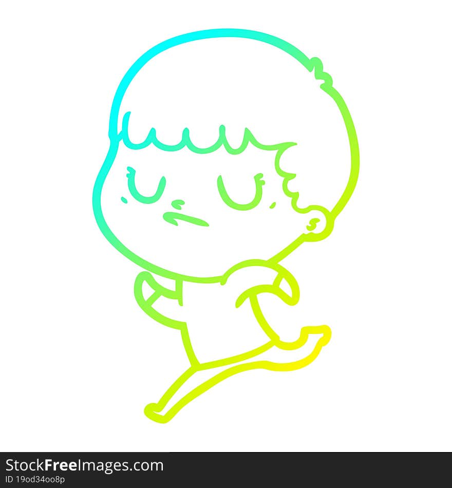 cold gradient line drawing cartoon grumpy boy