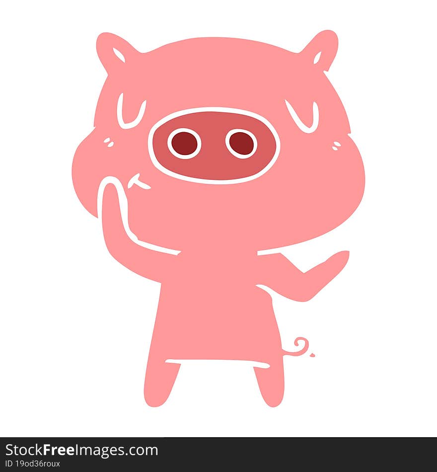 flat color style cartoon content pig