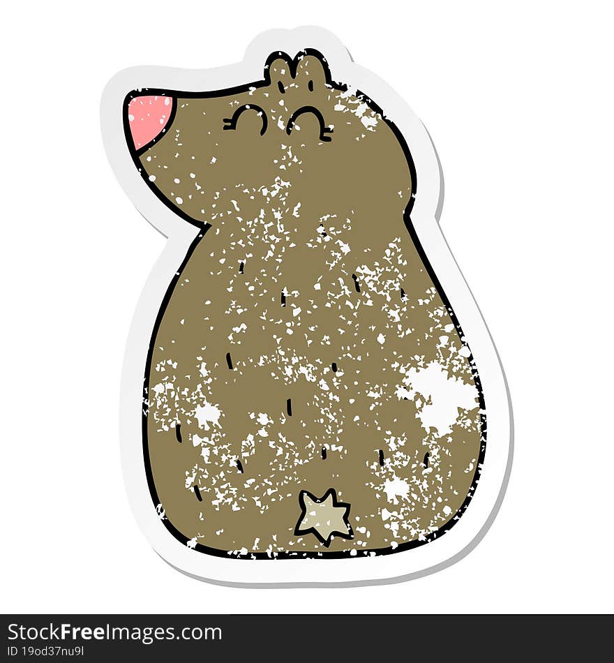 distressed sticker of a cute cartoon bear