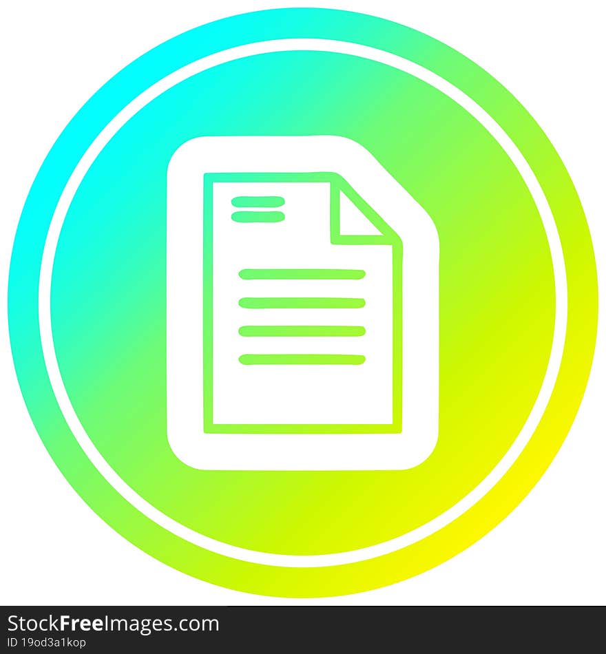 official document circular in cold gradient spectrum