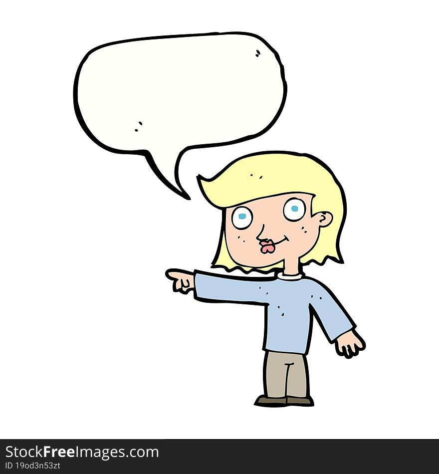 Cartoon Pointing Person With Speech Bubble