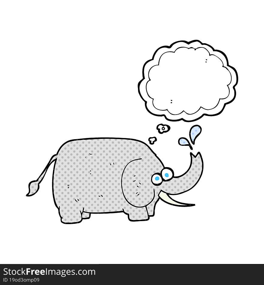 freehand drawn thought bubble cartoon elephant