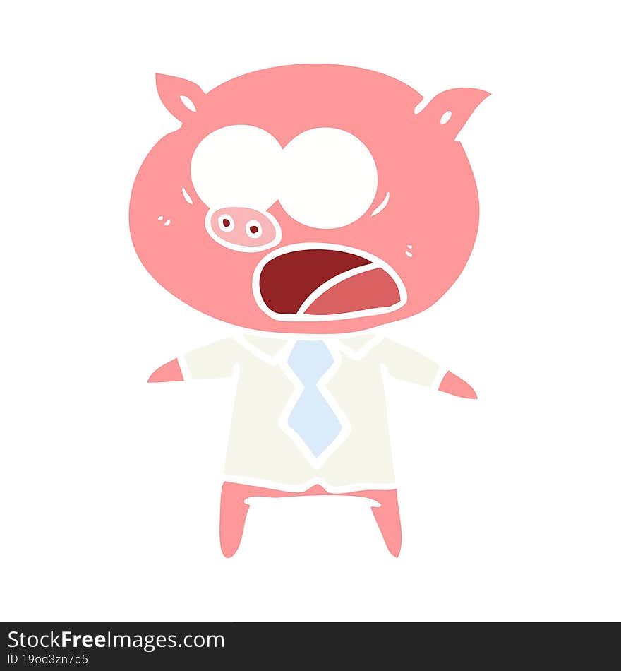 flat color style cartoon pig shouting