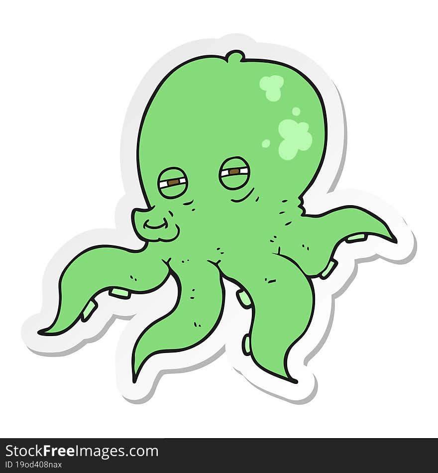 sticker of a cartoon octopus