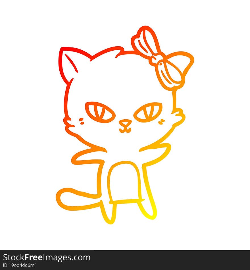 warm gradient line drawing cute cartoon cat