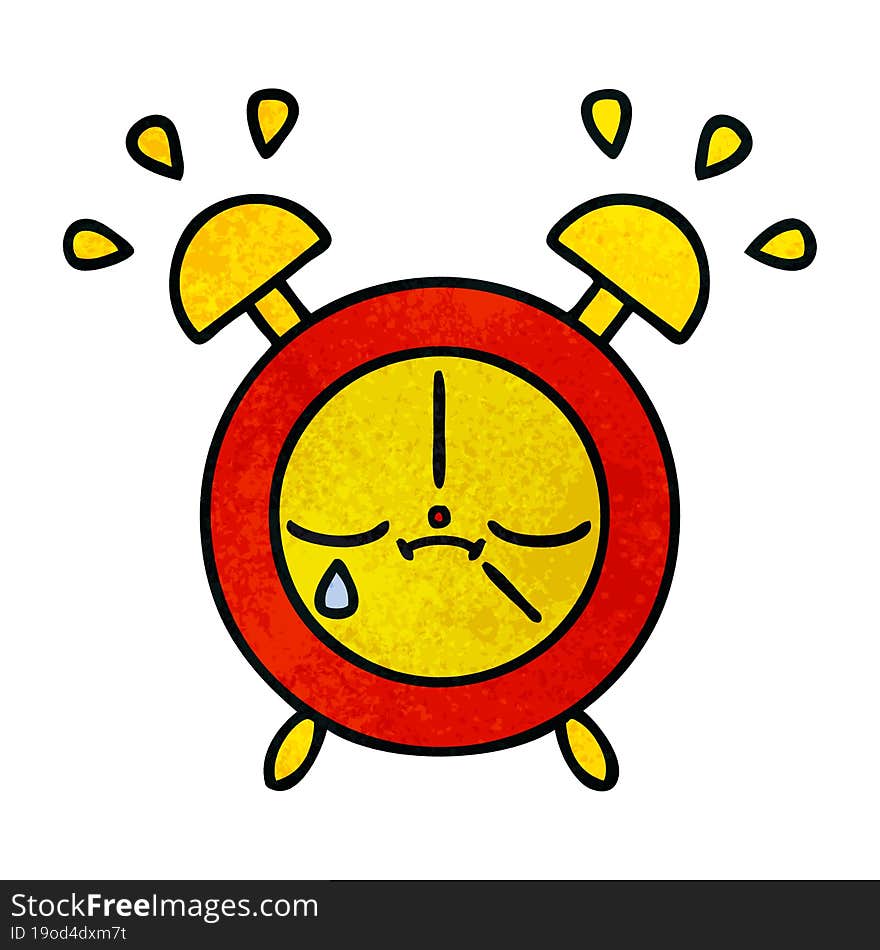 retro grunge texture cartoon alarm clock