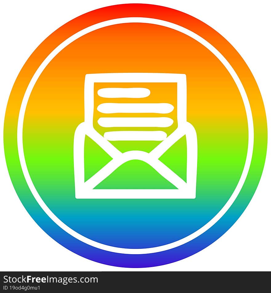 envelope letter circular in rainbow spectrum