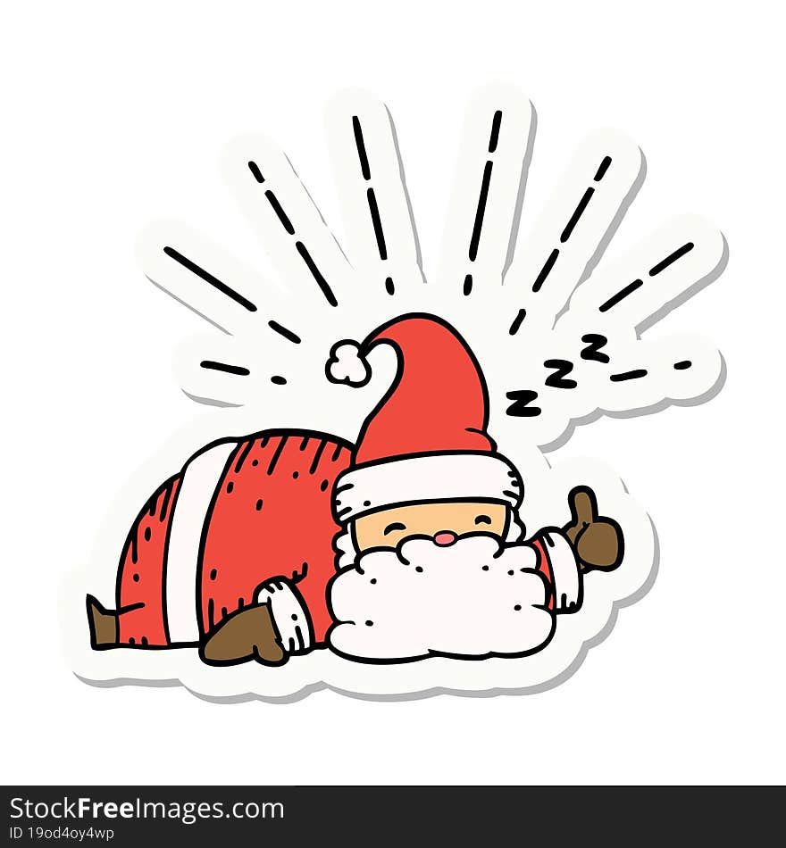 sticker of tattoo style santa claus christmas character sleeping