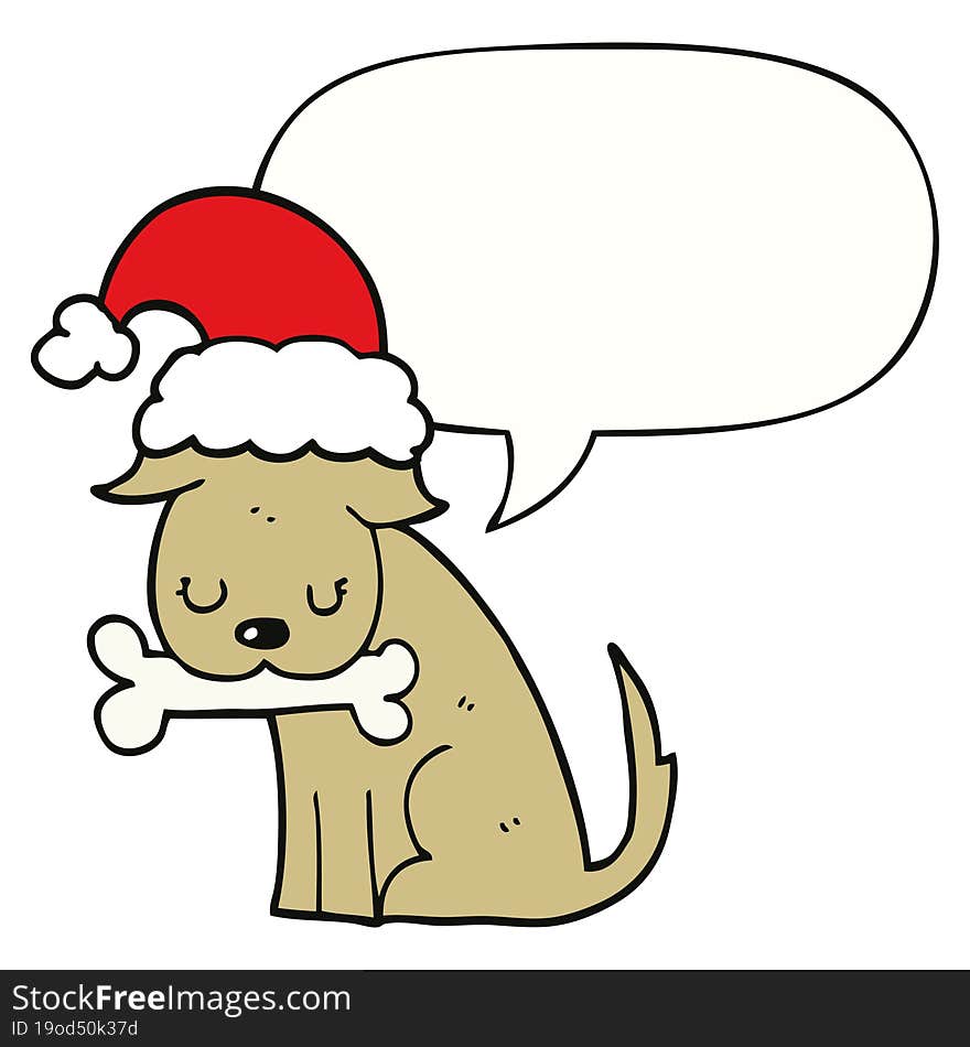 cute christmas dog with speech bubble. cute christmas dog with speech bubble