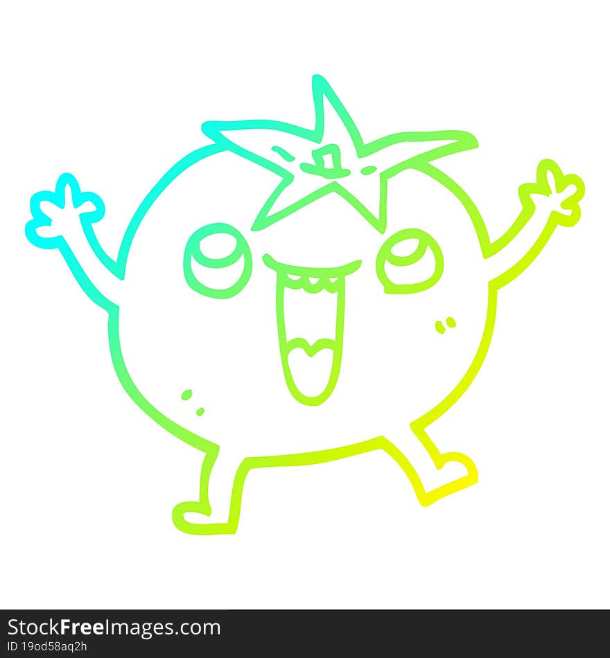 cold gradient line drawing cartoon happy tomato